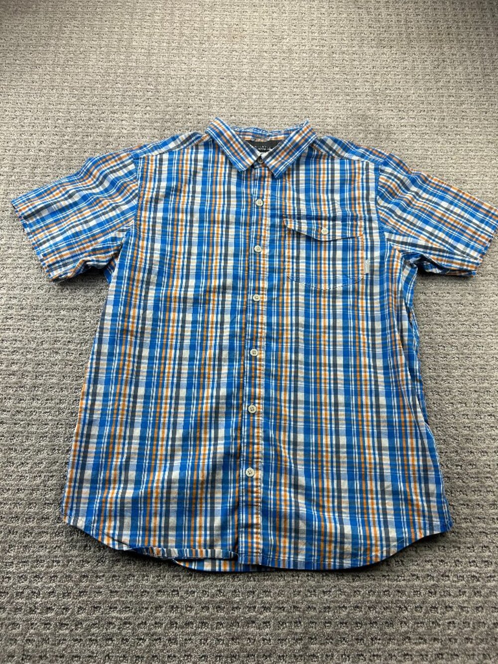 Columbia Omni-Wick Button Up Shirt Men Large L Blue Orange Plaid Casual Outdoor